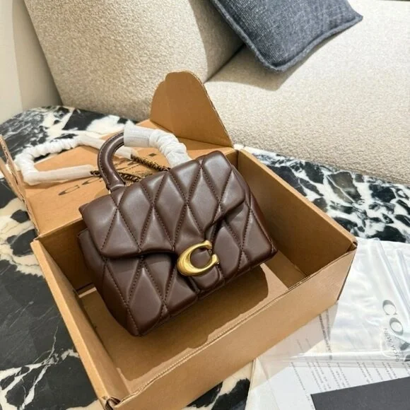 NWT ✅ COACH Tabby Top Handle Bag with Quilting MAPLE / BRASS ⭐ NWT - Picture 2 of 8